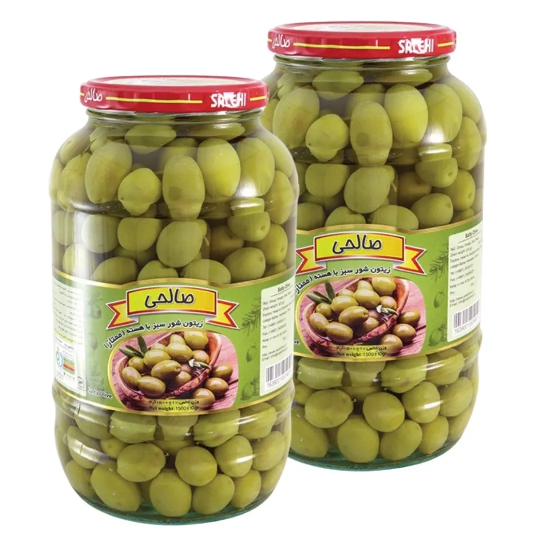 زیتون شور سبز هسته دار صالحی - 1300 گرم مجموعه 2 عددی
