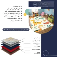 فرش ماشینی 1000 شانه زمینه کرم حاشیه کرم مدل اورکوم طرح اتاق کودک کد kids.9014.01