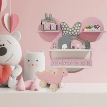 شلف دیواری اتاق کودک طرح میکی موس مدل MKids51-Pink