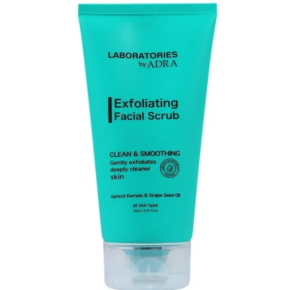 اسکراب لایه بردار صورت لابراتوریز آدرا مدل Exfoliating مناسب برای انواع پوست حجم 150 میلی‌لیتر