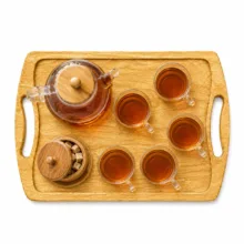 سینی دسته دار مدل چوبی طرح کلاسیک سایز ۴۲*۲۸ سانتی متر