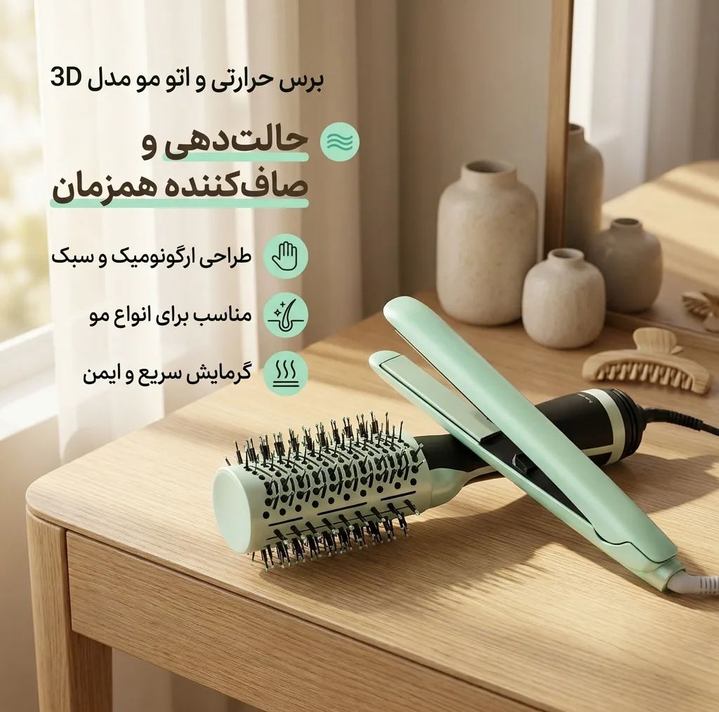 برس حرارتی و اتو و حالت دهنده مو مدل 3D