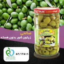 زیتون شور سبز ویژه بدون هسته صالحی وزن 650 گرم مجموعه 12عددی