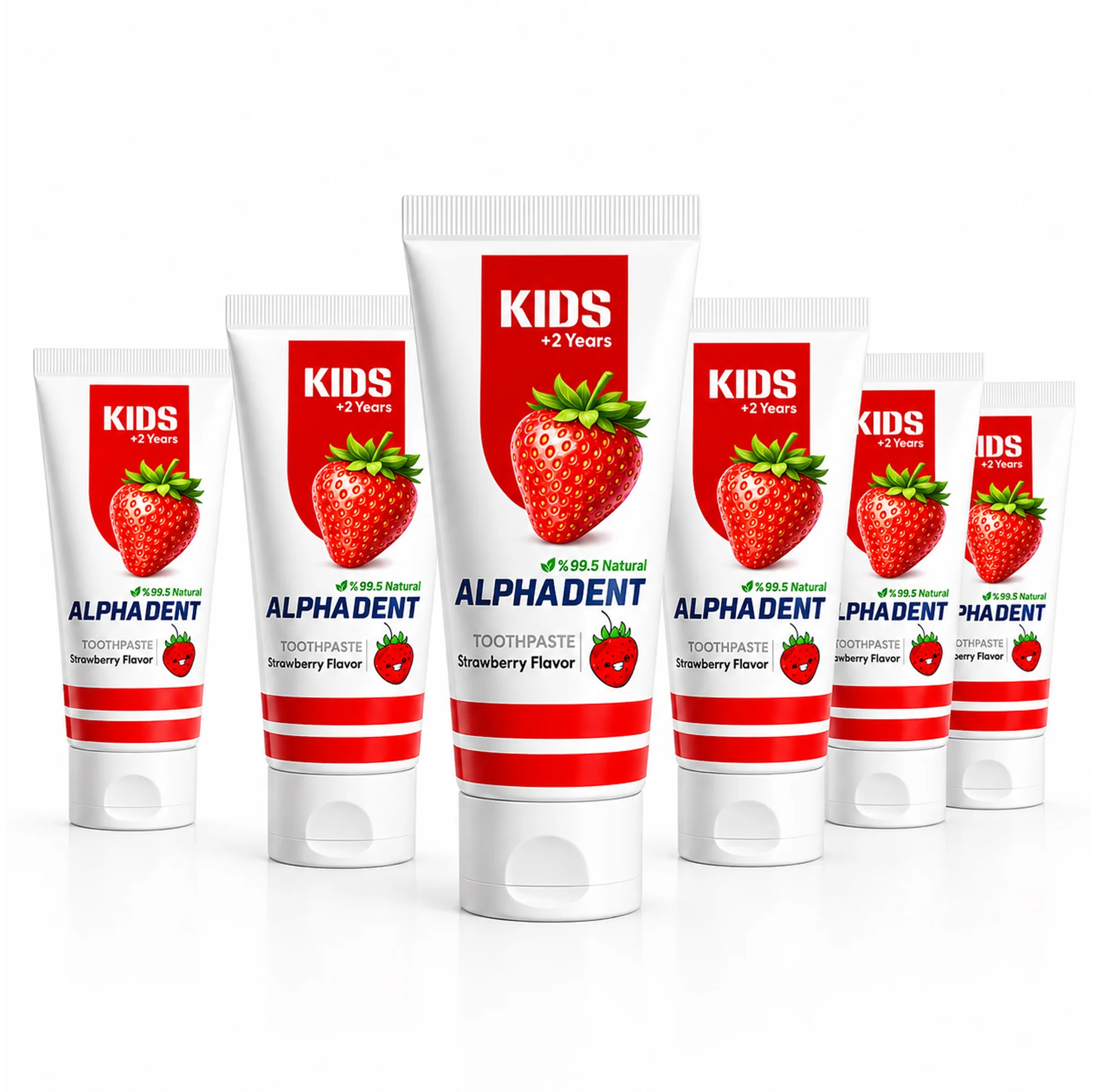 خمیردندان کودک آلفادنت مدل N-G-Strawberry حجم 50 میلی لیتر مجموعه 6 عددی