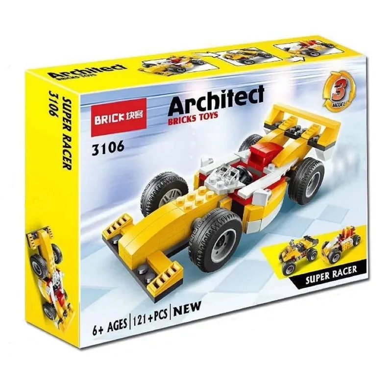 ساختنی 121 تکه بریک  مدل ماشین طرح SUPER RACER کد 3106