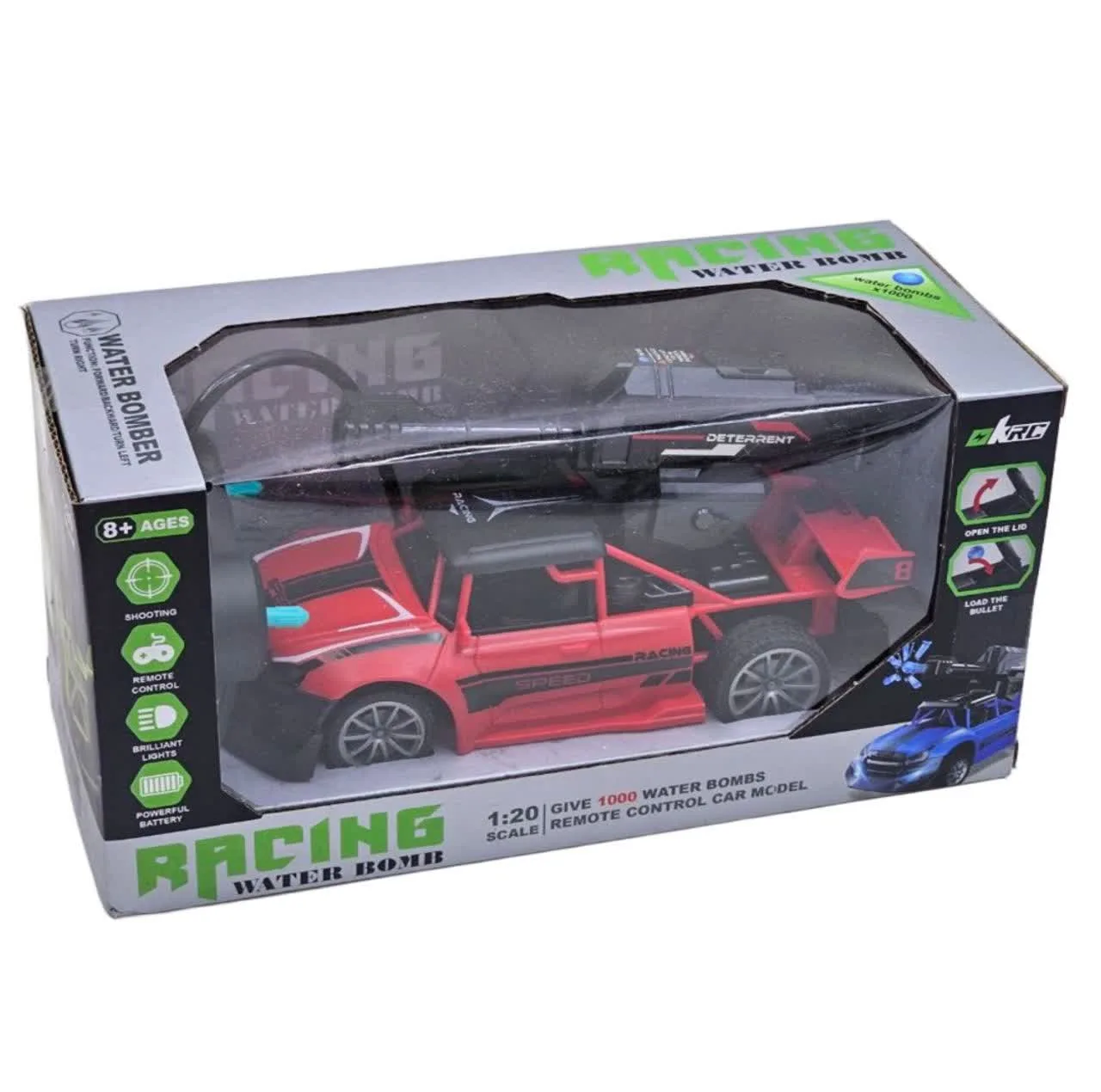 ماشین کنترلی ناب سل مدل شارژی چراغدار تیر انداز ژله ای مسابقه ای اسپرت کدRACING WATER BOMB SCALE 1:20