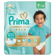 پوشک بچه چسبی پریما مدل premium care سایز ۷ بسته ۳۰ عددی