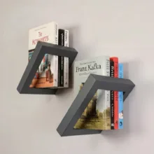 شلف دیواری سفید مدل کتابخانه معلق بسته 2 عددی