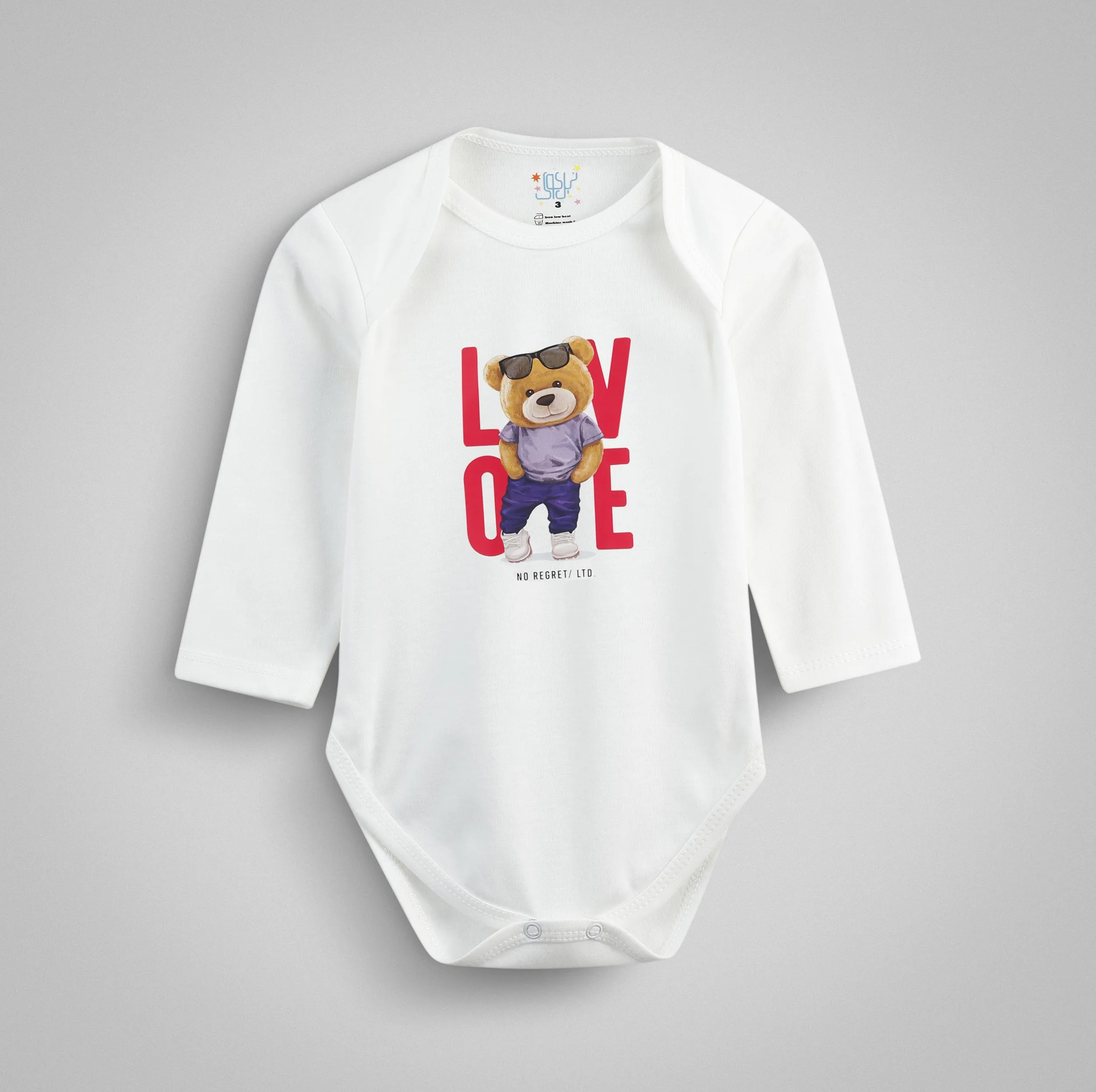 بادی آستین بلند نوزادی نیل کوک مدل Teddy مجموعه 3 عددی