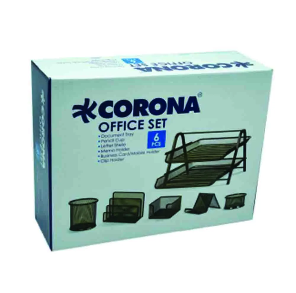 ست لوازم اداری رومیزی کرونا مدل C-01 کد 150304 بسته 6 عددی
