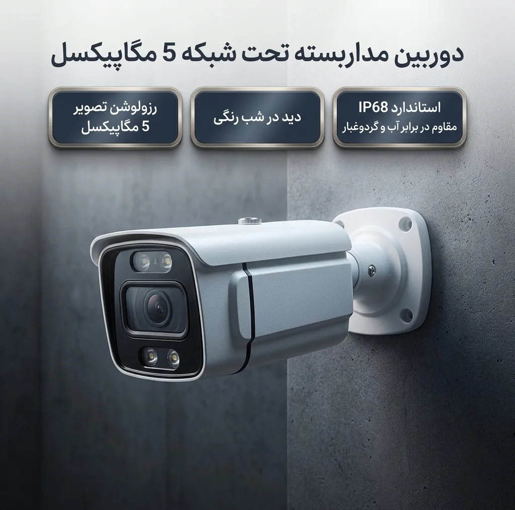 دوربین مداربسته تحت شبکه بولت 5 مگاپیکسل کد 01