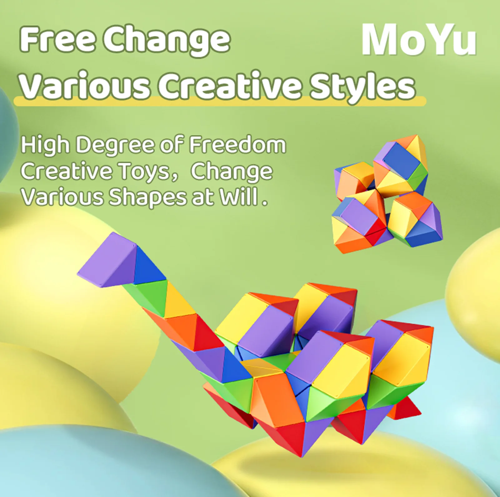 مکعب روبیک موفنگ جیااوشی مدل ماری 60 قطعه چند رنگ مویو Moyu Magic Snake 60 pcs