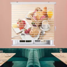 پرده زبرا زیو طرح صبحانه کد B10 سایز 150x200 سانتی متر