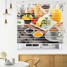 پرده زبرا زیو طرح صبحانه کد B14 سایز 200×150 سانتی متر