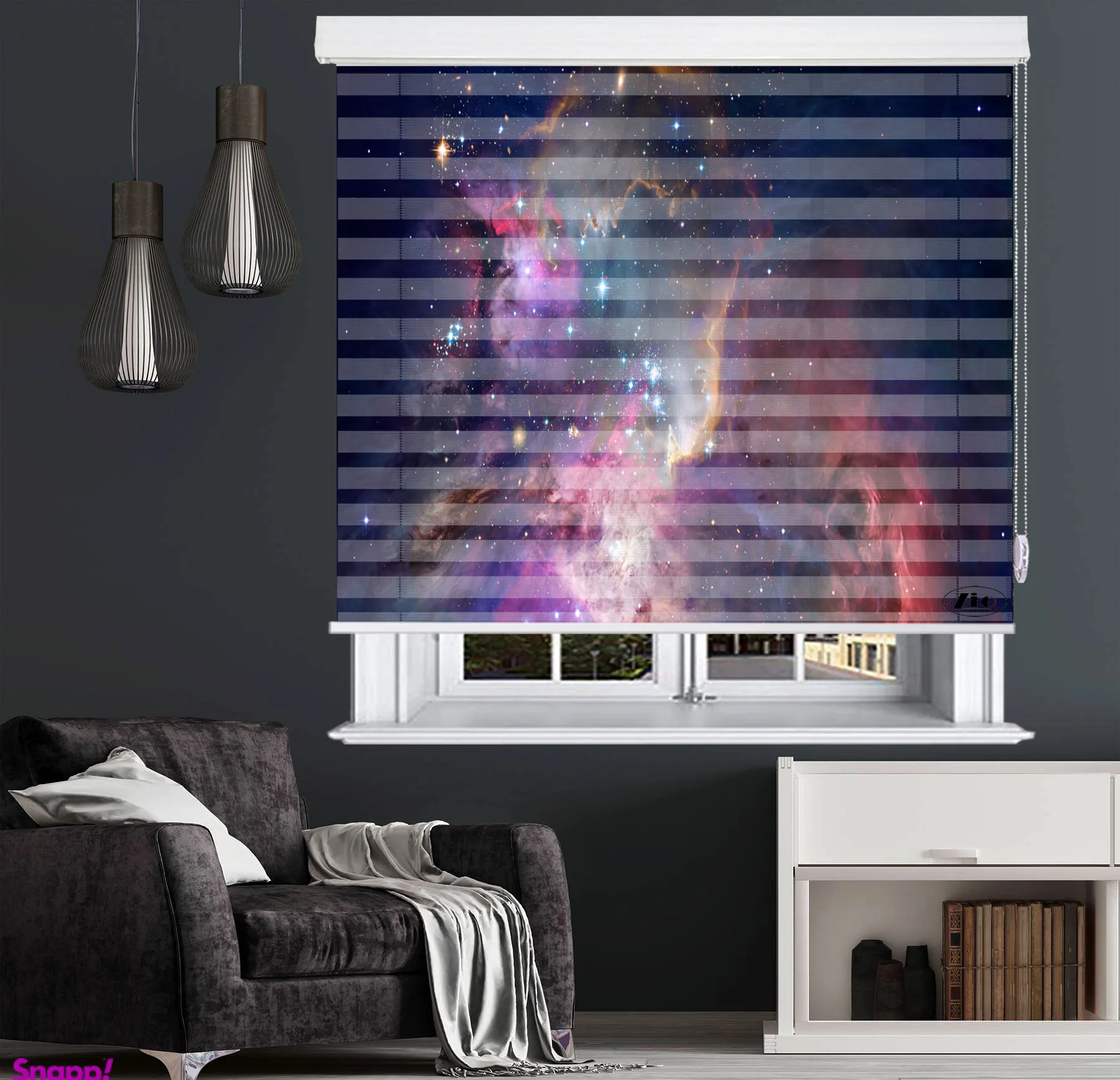 پرده زبرا زیو طرح کهکشان Galaxy-3 سایز 150x200 سانتی متر