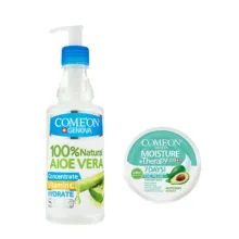 ژل آبرسان کامان مدل آلوئه ورا حجم 400 میلی لیتر به همراه کرم مرطوب کننده کامان مدل Oil Plus حجم 250 میلی لیتر