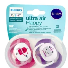پستانک ارتودنسی اونت مدل Ultra Air Happy بسته 2 عددی