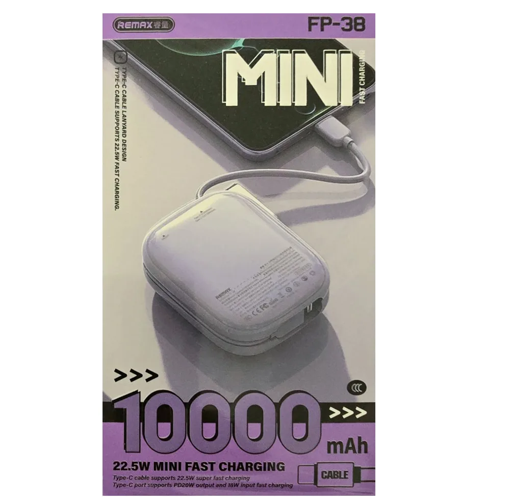 پاوربانک 22.5 وات ریمکس مدل FP-38 ظرفیت 10000 میلیآمپرساعت