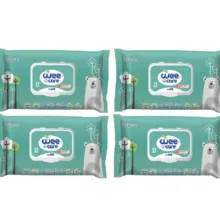 دستمال مرطوب کودک وی کر مدل عصاره آلوئه ورا و روغن زیتون 4 بسته 72 عددی