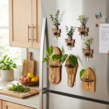 گلدان دکوری دیواری آهنربایی طبیعت برای نگهداری قلمه و گل‌های آپارتمانی، مجموعه 7 عددی
