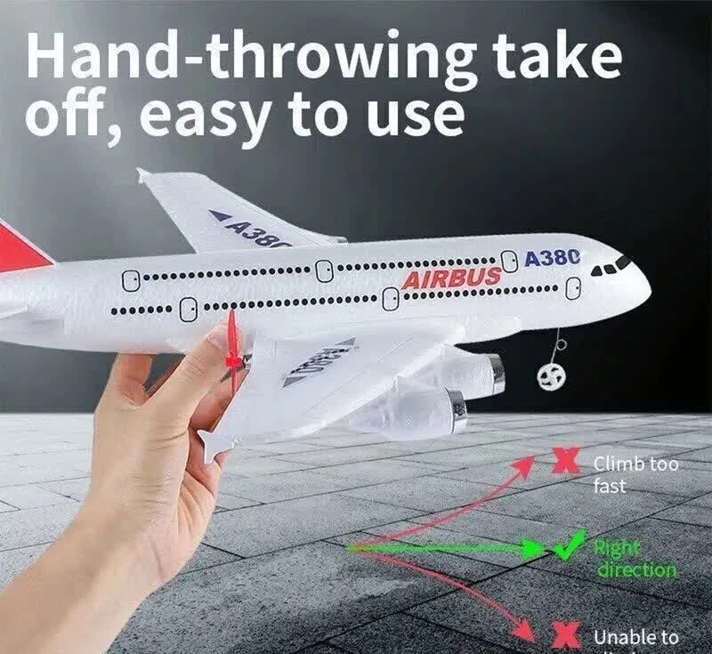 هواپیما بازی ناب سل مدل کنترلی مسافربری ایرباسAIRCRAFT AIRBUS A380 شارژی با قابلیت پرواز