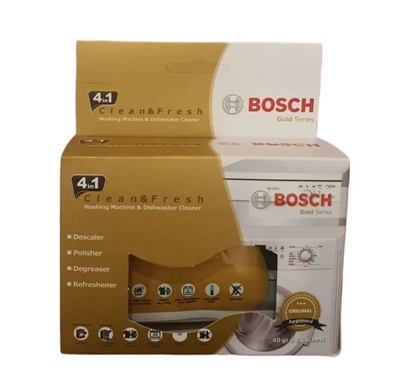 پودر جرم گیر ماشین لباسشویی و ظرفشویی BGgold مدل 4in1 بسته 5 عددی