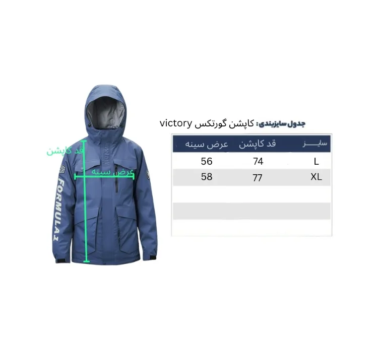 کاپشن گورتکس مردانه طرح Victory مدل Xpdeietion رنگ آبی تیره