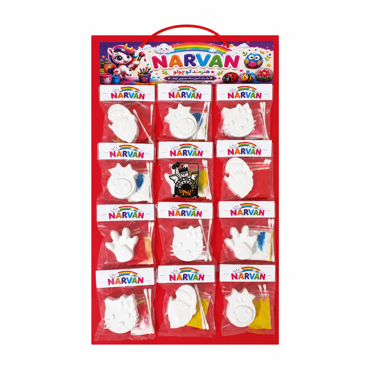 بازی آموزشی رنگ‌آمیزی صنایع دستی نارون مدل اقتصادی P-1001 بسته 12 عددی