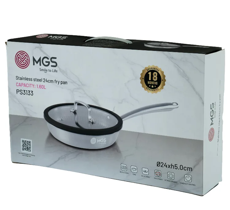 تابه تک دسته استیل کف لیزری ام جی اس کد PS3133 سایز 24