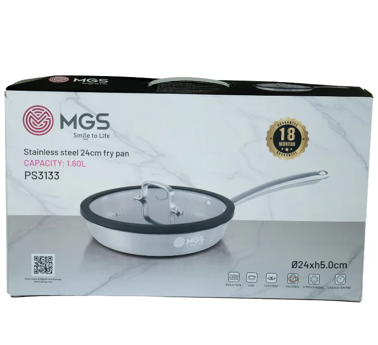 تابه تک دسته استیل کف لیزری ام جی اس کد PS3133 سایز 24