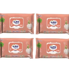 دستمال مرطوب کودک وی کر مدل عصاره جوانه گندم و روغن بادام چهار بسته 72 عددی