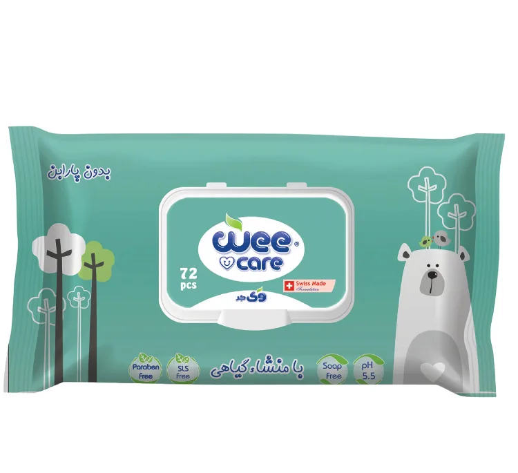 دستمال مرطوب کودک وی کر مدل عصاره آلوئه ورا و روغن زیتون دو بسته 72 عددی