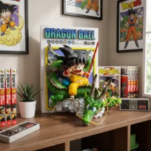 فیگور گوکو کودک دراگون بال مدل Shenron 3D Diorama Dragon Ball، دیورامای سه‌بعدی با شنرون و پس‌زمینه مانگا، ارتفاع 29 سانتی‌متر