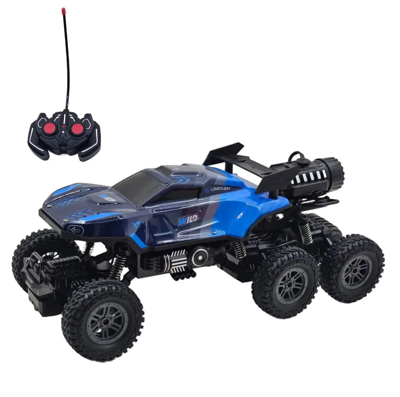ماشین بازی کنترلی ناب سل مدل آفرود فنری چراغدار دودزا شارژی 6 چرخ 6 کانال کد SPRAY CLIMBING CAR SCALE 1:16 LIGHT FUNCTION 27 MHZ RADIO OPERATION