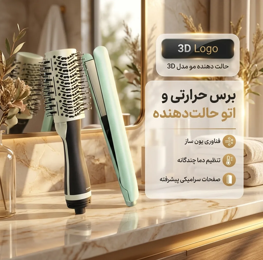 برس حرارتی و اتو و حالت دهنده مو مدل 3D