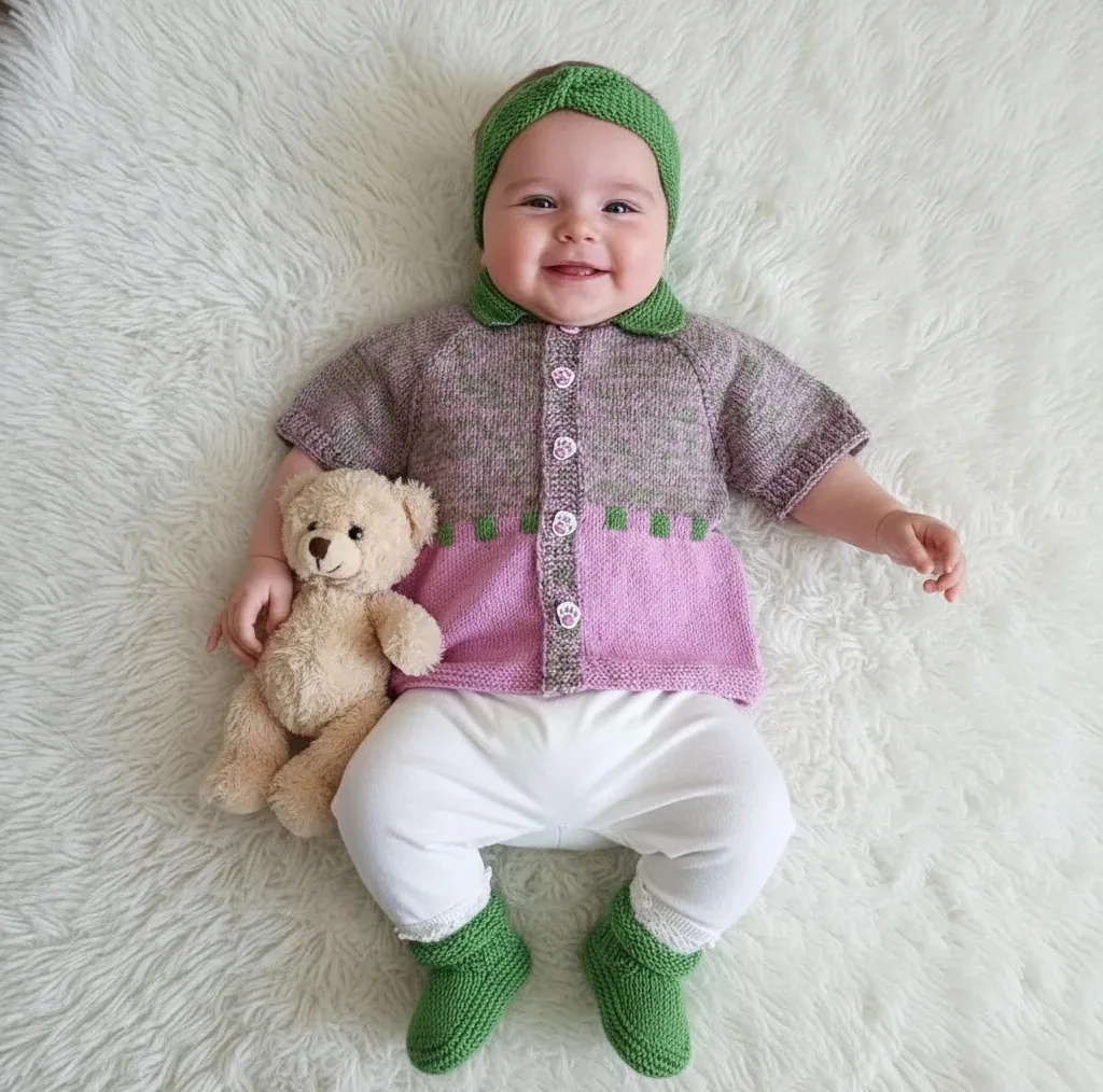 ژاکت نوزادی مدل شکوفه