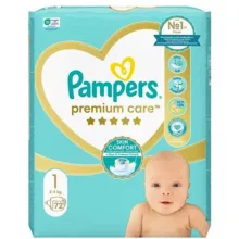 پوشک بچه پمپرز مدل premium care سایز ۱ بسته ۷۲ عددی