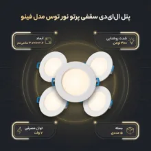 پنل ال ای دی سقفی 7 وات پرتو نور توس مدل توکار فینو بسته 5 عددی