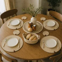 رومیزی کاربافی مدل خورشیدی مجموعه 10 عددی