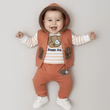 ست 3 تکه لباس نوزادی مدل Happy Dog کد Su3