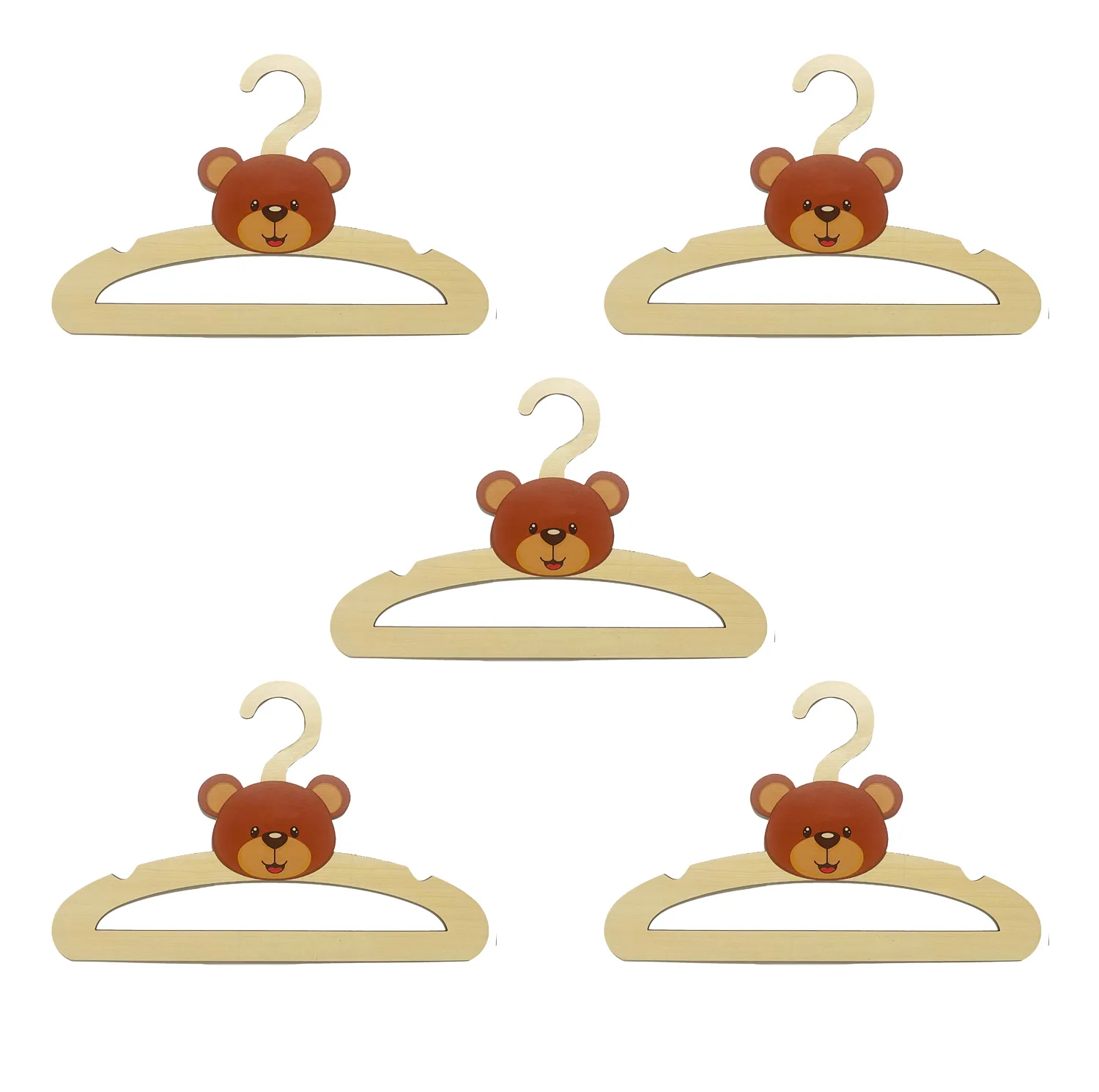 چوب لباسی نوزاد مدل خرس تدی کد teddy بسته 5 عددی