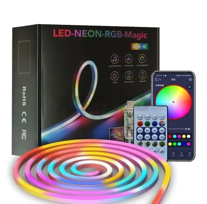 ریسه نئون فلکسی مدل LED-NEON-RGB-IC برنامه پذیر 5 متری