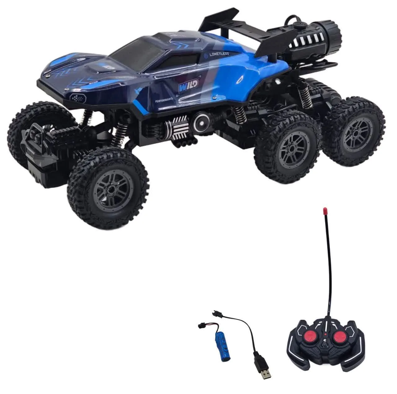 ماشین بازی کنترلی ناب سل مدل آفرود فنری چراغدار دودزا شارژی 6 چرخ 6 کانال کد SPRAY CLIMBING CAR SCALE 1:16 LIGHT FUNCTION 27 MHZ RADIO OPERATION