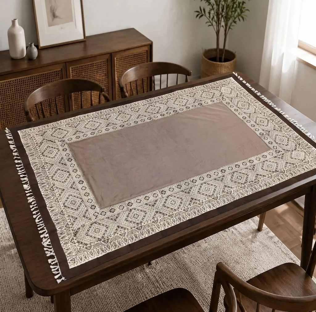 رومیزی مخمل مدل قلمکاری سنتی
