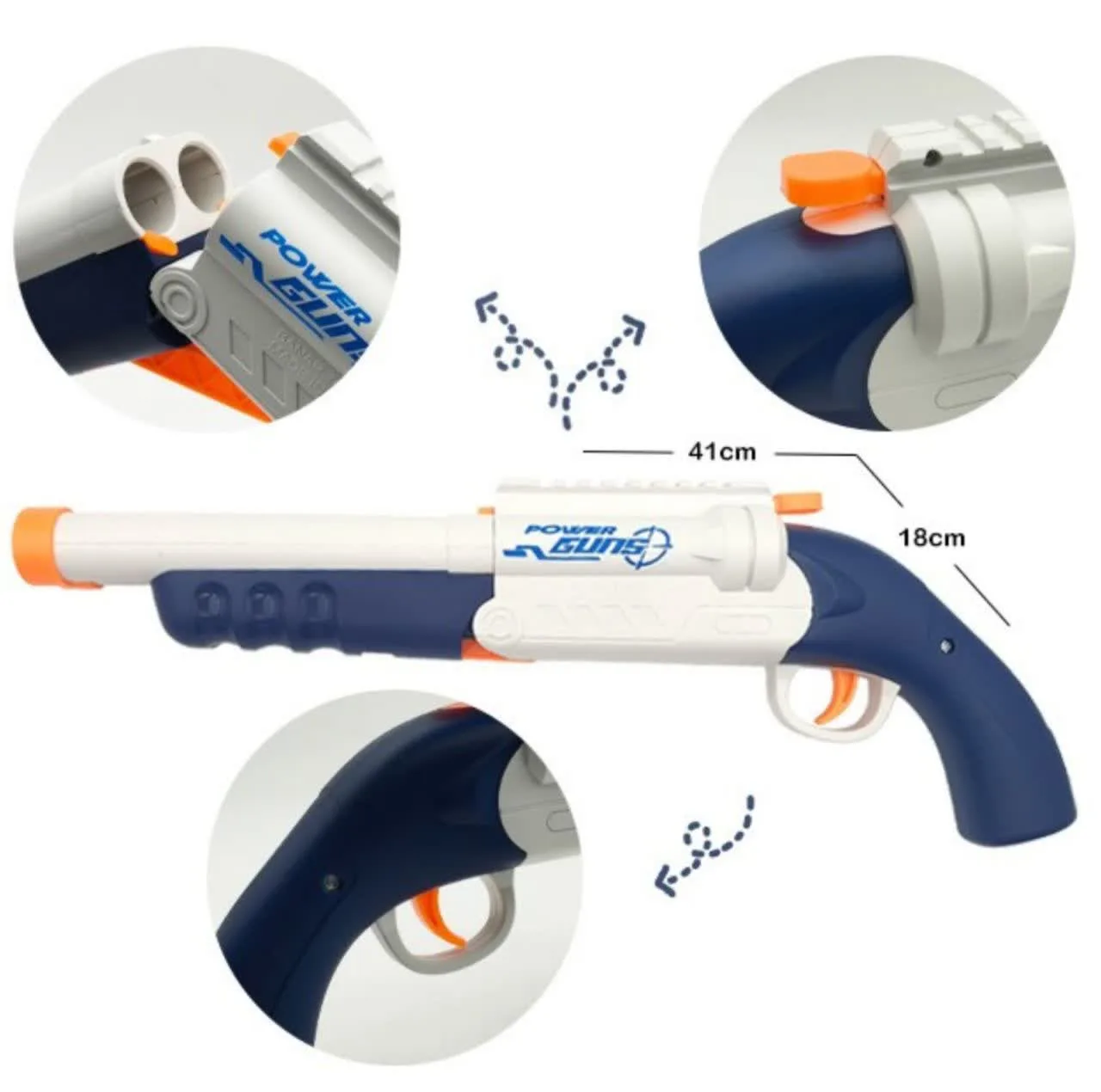 ست تفنگ بازی ناب سل مدل شاتگان دوربین دار پوکه پران تیر ابری کمرشکن کد SUPER GUN SOFT BULLET BT2026C مناسب برای نوجوانان سایز 42*15 سانتی متر