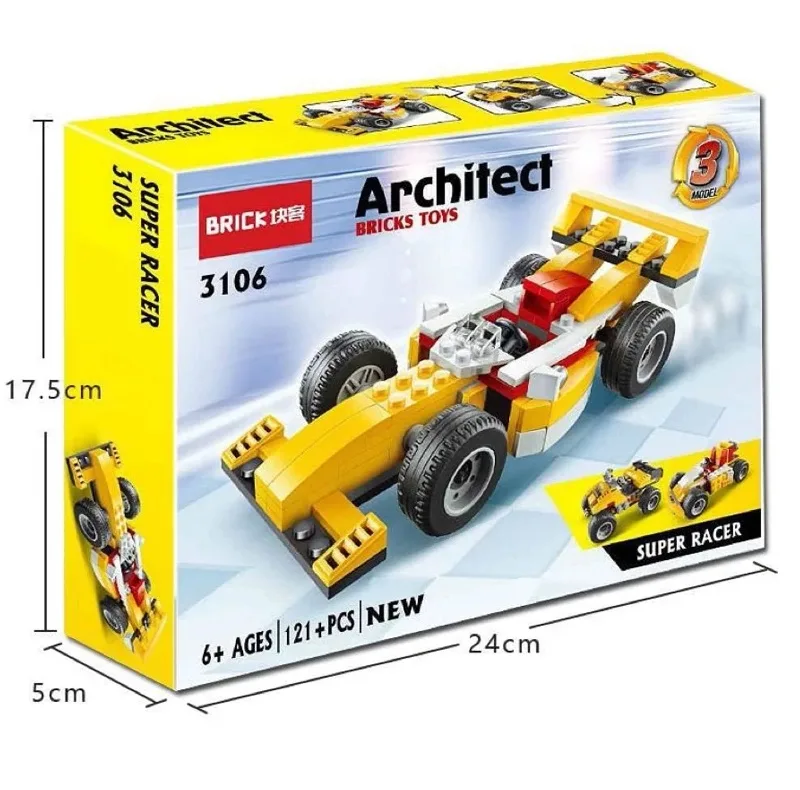 ساختنی 121 تکه بریک مدل ماشین طرح SUPER RACER کد 3106