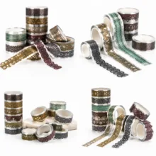 چسب نواری مدل واشی متالیک عرض 2 سانتی متر  کد NO.Metalic12 بسته 12 عددی