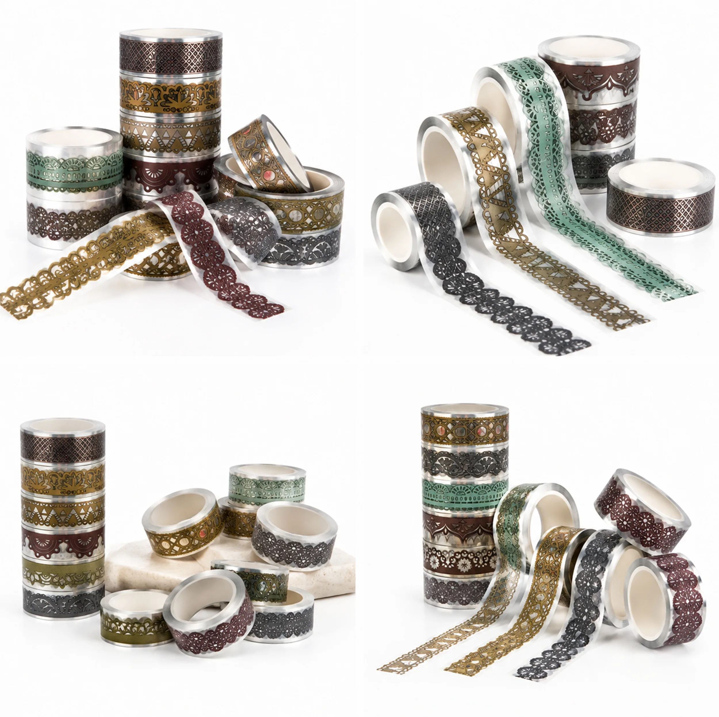 چسب نواری مدل واشی متالیک عرض 2 سانتی متر  کد NO.Metalic12 بسته 12 عددی