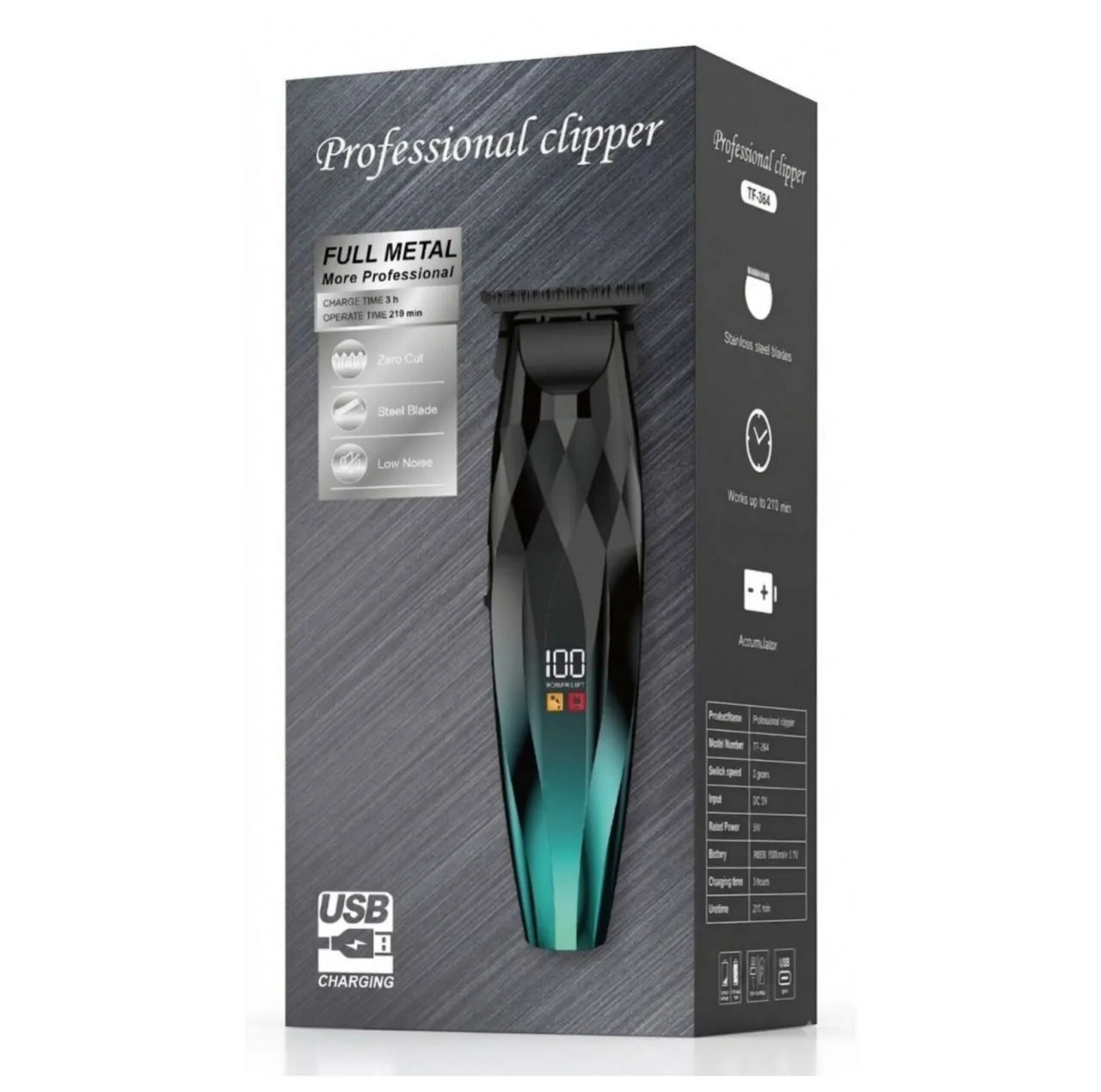 ماشین اصلاح موی سر و صورت شارژی پروفیشینال کلیپر مدل tf-364