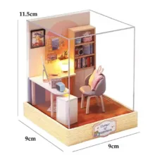 کیت ساختنی 300 تکه ناب سل مدل پازل خانه مینیاتوری چوبی چراغدار سه بعدی TQ-030 کد WORLD OF CREATIVITY CUTEROOM DIY HOUSE DO IT YOURSELF